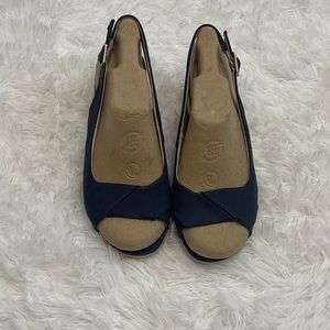 Navy espadrille socialite wedged navy sandal
